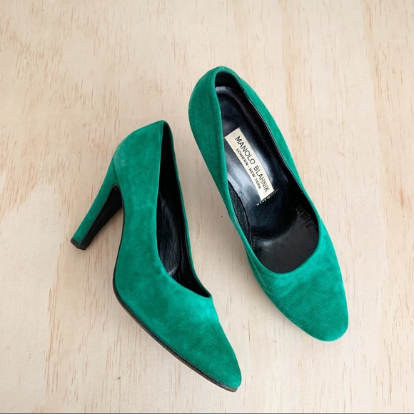 manolo blahnik green shoes